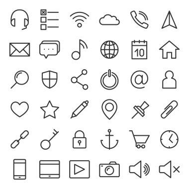 İnce çizgiler mobil uygulamalar ve Web siteleri için ayarla simgeler web