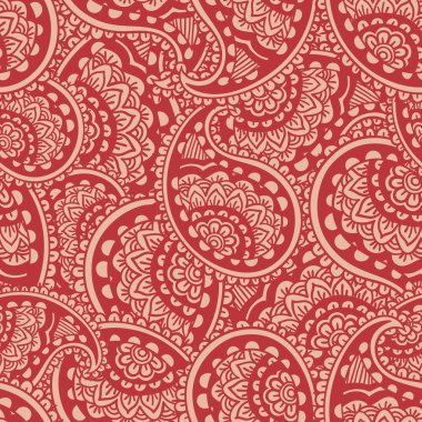 El Dikişsiz Paisley desen çekilmiş. Doodle stili