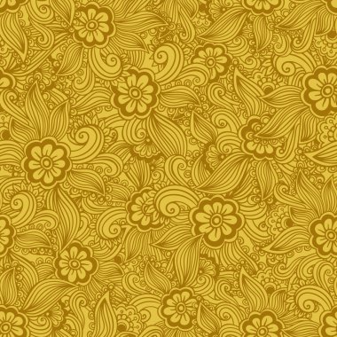 El çizimi pürüzsüz çiçek deseni. Doodle tarzı