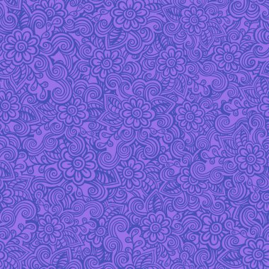 El çizimi pürüzsüz çiçek deseni. Doodle tarzı