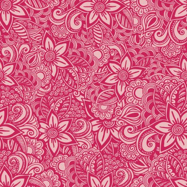 El çizimi pürüzsüz çiçek deseni. Doodle tarzı