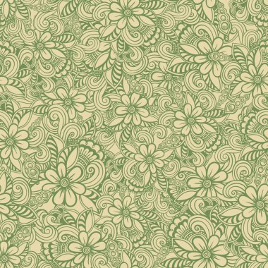El çizimi pürüzsüz çiçek deseni. Doodle tarzı