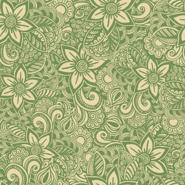 El çizimi pürüzsüz çiçek deseni. Doodle tarzı