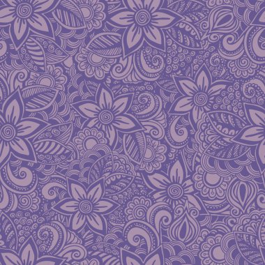 El çizimi pürüzsüz çiçek deseni. Doodle tarzı