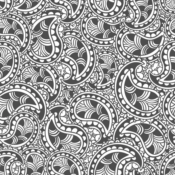Handgezeichnetes nahtloses Paisley-Muster. Doodle-Stil — Stockvektor