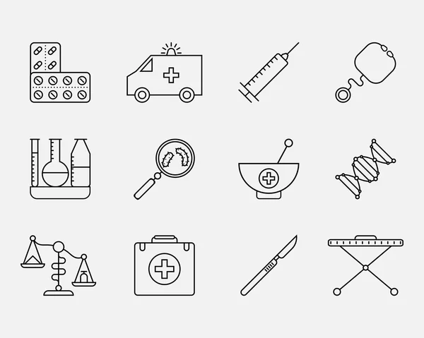 Conjunto de iconos de estilo médico signos, símbolos — Archivo Imágenes Vectoriales