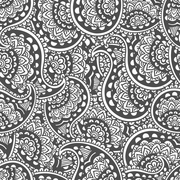 Handgezeichnetes nahtloses Paisley-Muster. Doodle-Stil — Stockvektor