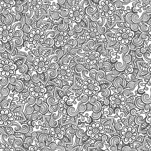 Patrón de flor sin costura dibujado a mano. Estilo Doodle — Archivo Imágenes Vectoriales