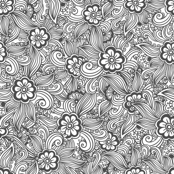 Padrão de flor sem costura desenhado à mão. Estilo doodle — Vetor de Stock