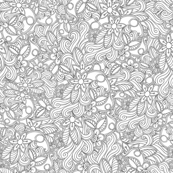 Patrón de flor sin costura dibujado a mano. Estilo Doodle — Archivo Imágenes Vectoriales