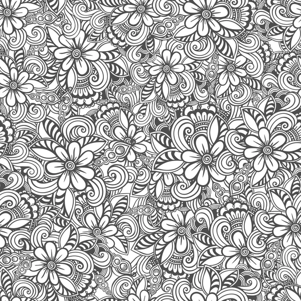 Handgezeichnetes nahtloses Blumenmuster. Doodle-Stil — Stockvektor