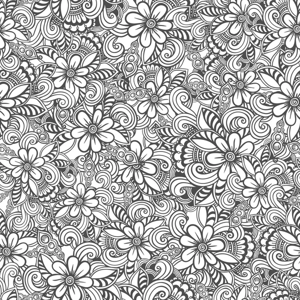 Handgezeichnetes nahtloses Blumenmuster. Doodle-Stil — Stockvektor