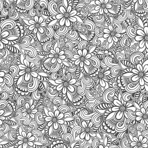Handgezeichnetes nahtloses Blumenmuster. Doodle-Stil — Stockvektor