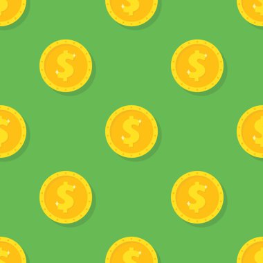 Altın dolar para üzerinden seamless modeli. Para sembol, arka plan simgesi