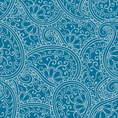 El Dikişsiz Paisley desen çekilmiş. Doodle stili