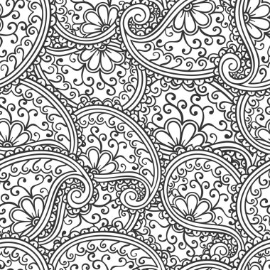 El Dikişsiz Paisley desen çekilmiş. Doodle stili