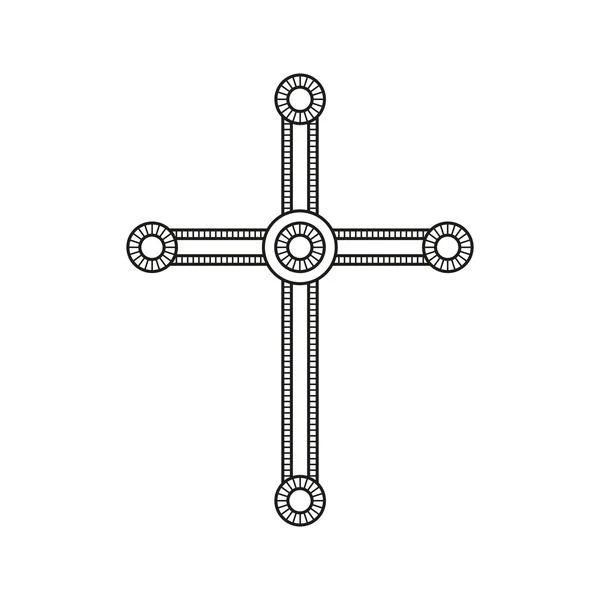 Símbolo de una cruz de iglesia. Cristianismo símbolo de religión. Estilo de línea — Vector de stock