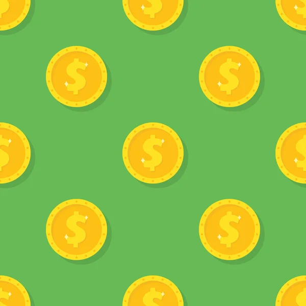 Seamless pattern from Gold dollar coin. Background from money symbol, icon — Stock Vector