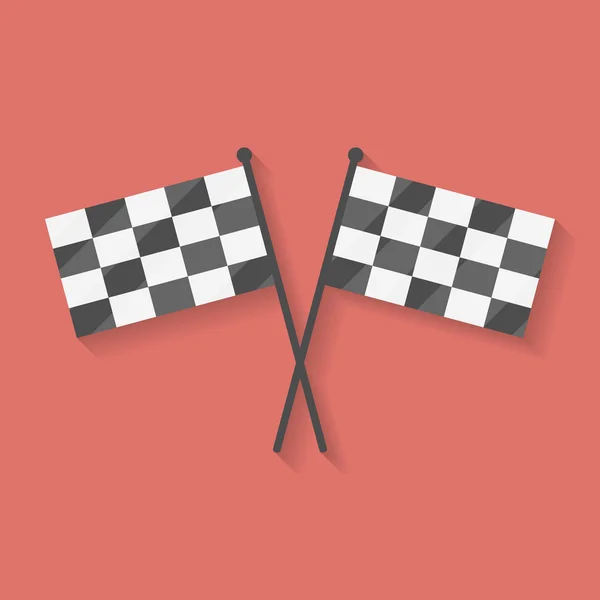 Platte pictogram van twee gekruiste racing, competitie of eindigen vlaggen — Stockvector