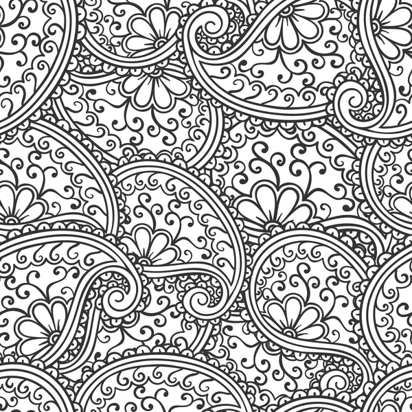 Handgezeichnetes nahtloses Paisley-Muster. Doodle-Stil — Stockvektor