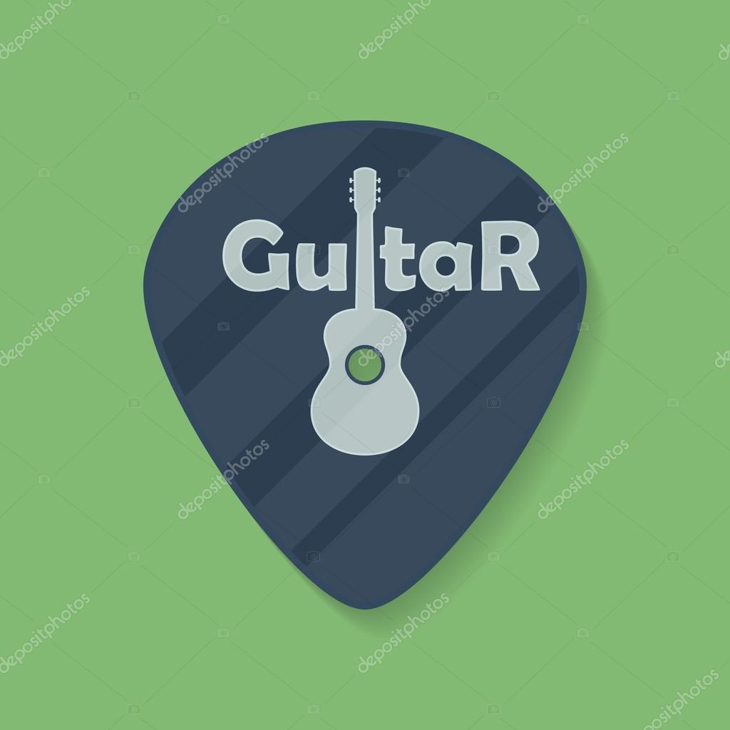Guitar plectrum icon with the word 