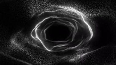 Soyut parçacıklar tünelinde seyahat et. Parlayan solucan deliği hareket arkaplanı. Kusursuz döngü