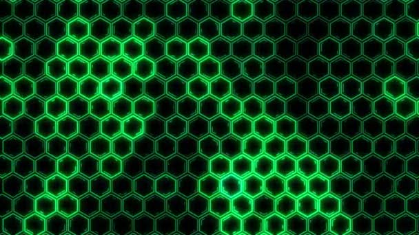 Abstract Futuristic Hexagon Glowing Neon Surface Structure Hud Seamless Loop — Stock Video