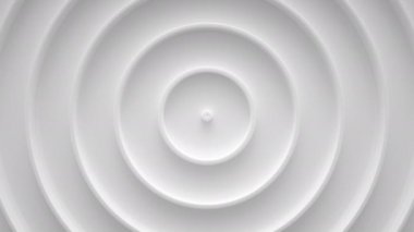 Eş merkezli çemberlerden gelen dalga, yüzeyde halkalar. Parlak, sütlü radyo dalgası soyut hareket arkaplanı. Kusursuz döngü.