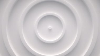 Eş merkezli çemberlerden gelen dalga, yüzeyde halkalar. Parlak, sütlü radyo dalgası soyut hareket arkaplanı. Kusursuz döngü.