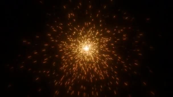 Heldere Gloeiende Cirkel Van Vliegende Vonken Deeltjes Vuurwerk Zoals Beweging — Stockvideo