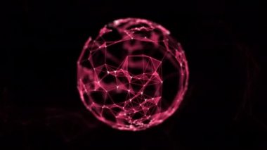 Animasyon çizgileri ve noktalardan soyut teknoloji küre arkaplanı. Kusursuz uzay geometrik arkaplan döngüsü