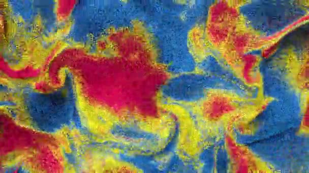 Particules Multicolores Ondulées Écoulement Turbulent Liquide Mélange Tourbillonnant Mouvement Tourbillonnant — Video