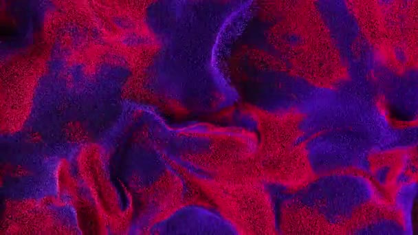 Partículas Onduladas Multicolores Flujo Turbulento Líquido Mezcla Giratoria Transformando Movimiento — Vídeos de Stock