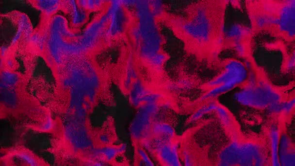 Partículas Multicoloridas Onduladas Fluxo Turbulento Líquido Mistura Redemoinho Transformando Movimento — Vídeo de Stock