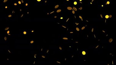 Yavaş Düşen Bozukluklar veya Para Altın Yağmur Hareketi alfa kanallı arkaplan.