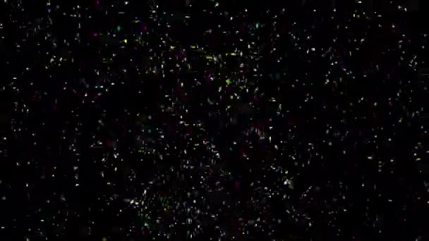 Confetti爆炸了五彩斑斓的落日光彩夺目的粒子 — 图库视频影像