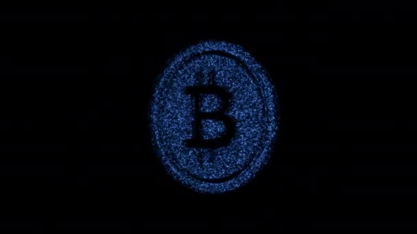 Rotierendes Bitcoin Zeichen Aus Blinkenden Teilchen Kryptowährung Glitzerndes Symbol Für — Stockvideo