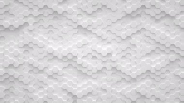 Rastgele hareket eden altıgenler, kusursuz döngü animasyonundan soyut fildişi hareket arkaplanı