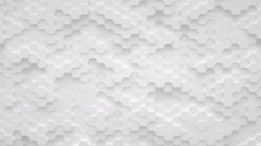 Rastgele hareket eden altıgenler, kusursuz döngü animasyonundan soyut fildişi hareket arkaplanı