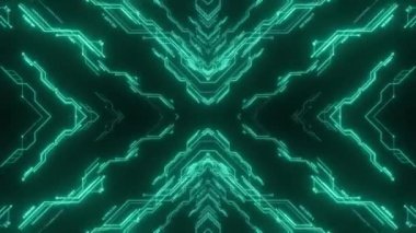 Soyut teknoloji dijital tünelinde seyahat edin. Parlak döngülü hareket arkaplanı