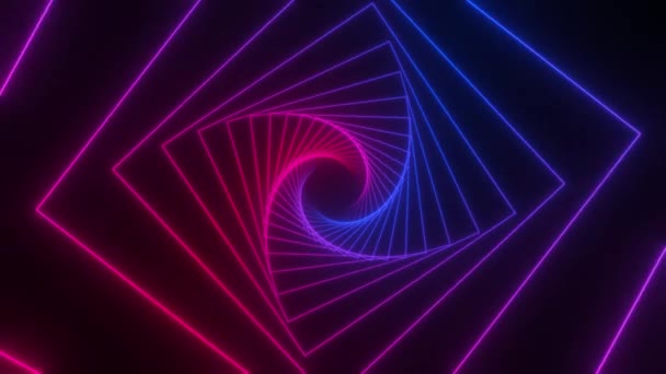 Reis Door Een Abstracte Neon Tunnel Gloeiende Kleurrijke Driehoeken Beweging — Stockvideo