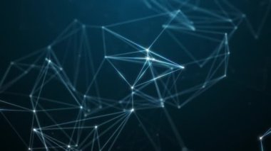 Animasyon çizgileri ve noktalardan soyut teknoloji Plexus arka planı. Kusursuz uzay geometrik arkaplan döngüsü