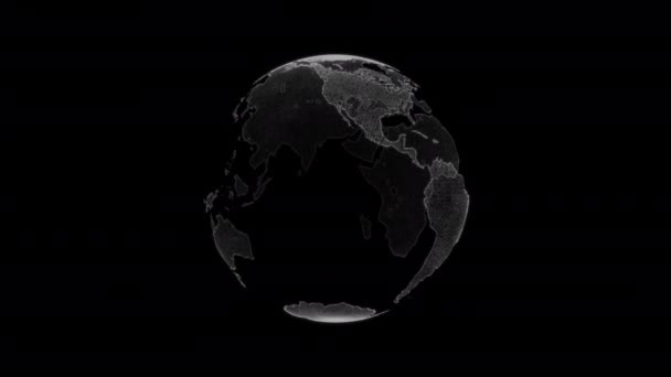 Girar Globo Mundial Partir Partículas Hum Planeta Digital Terra Mundo — Vídeo de Stock