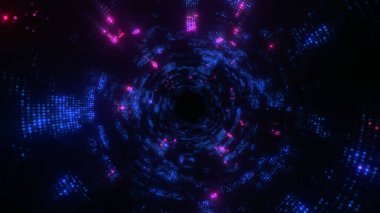 Soyut noktalı teknoloji dijital tünelinde seyahat et.