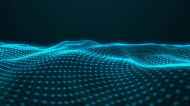 Soyut akışkan pürüzsüz pleksus fraktal dalga arkaplanı. Izgara, noktalar ve çizgiler örgüsü.