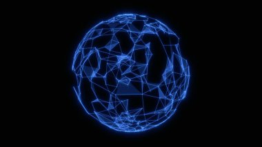 Çizgiler ve noktalardan soyut teknoloji küre arkaplanı. Geometrik arkaplan