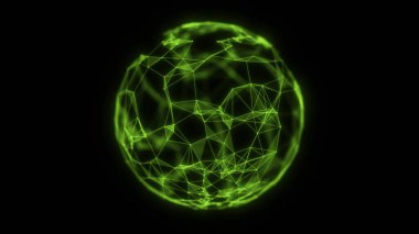 Çizgiler ve noktalardan soyut teknoloji küre arkaplanı. Geometrik arkaplan