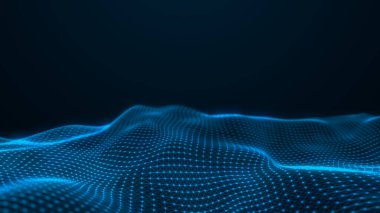 Soyut akışkan pürüzsüz pleksus fraktal dalga arkaplanı. Izgara, noktalar ve çizgiler örgüsü.