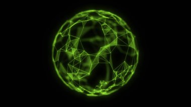 Çizgiler ve noktalardan soyut teknoloji küre arkaplanı. Geometrik arkaplan