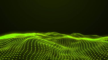 Soyut akışkan pürüzsüz pleksus fraktal dalga arkaplanı. Izgara, noktalar ve çizgiler örgüsü.